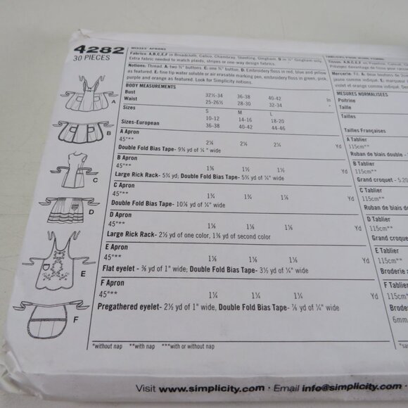Simplicity 4282 Sewing Pattern 6 styles of Apron Kitchen, Crafts UNCUT - Picture 6 of 8